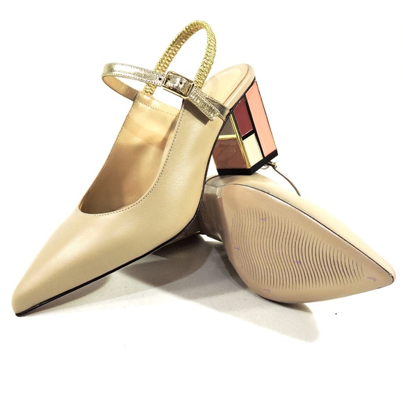 ALESSANDRO DI MARIA 🇮🇹 WOMEN BEIGE LEATHER SUMMER SANDALS - Picture 7 of 8